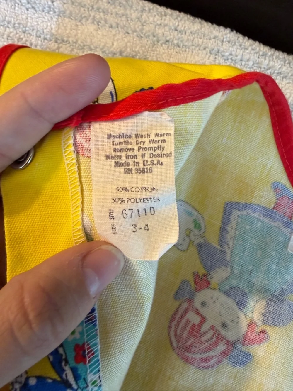 Vintage Kids Yellow Artist Smock with Red Trim